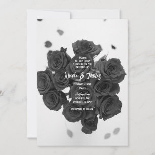Svarta rosor romantisk blomsterbukett bröllop inbjudningar