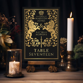 Svarta Royalet Medieval Lejona Bröllop Bordsnummer