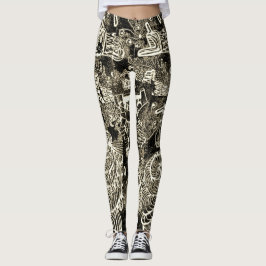 Svarta Sepia Abstrakta Leggings