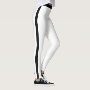Svarta sido-randiga vita leggings eller välj färge
