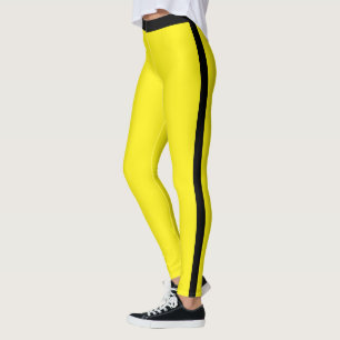 Svarta sidostreck gula Leggings eller välj färger