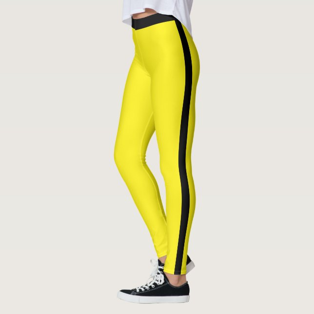 Svarta sidostreck gula Leggings eller välj färger (Vänster)