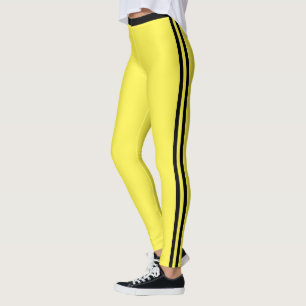 Svarta sidostripor Gula Leggings Dina färger