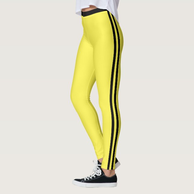 Svarta sidostripor Gula Leggings Dina färger (Vänster)