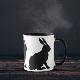 Svarta silhuett kaniner mugg