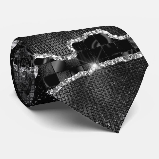 Svarta silver agate glitter marble-marmor, elegant slips (Rullad)