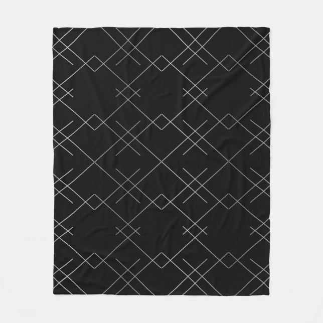 Svarta silver, coola, elegant, enkel modern mönste fleecefilt (Framsidan)