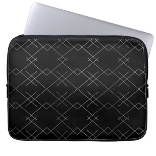 Svarta silver, coola, elegant, enkel modern mönste laptop fodral