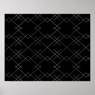 Svarta silver, coola, elegant, enkel modern mönste poster