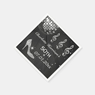 Svarta/Silver-diskohögarna Boll och Gnistra 50:e Pappersservett
