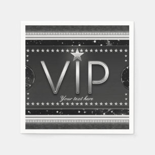 Svarta & Silver Glam Stars VIP-biljett Anpassad fe Pappersservett