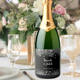 Svarta silver glitter bröllop