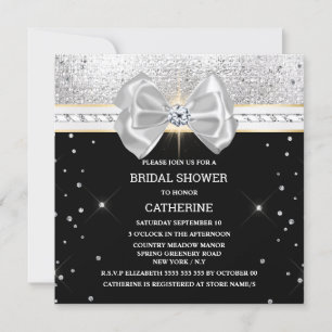 Svarta silver-glitter-buggshimmer-gnistrans elegan inbjudningar