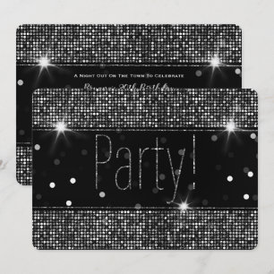 Svarta & Silver Glitter Gnistrande Partyljus Inbjudningar