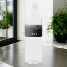 Svarta Silver Glitter, modern monogram Namn