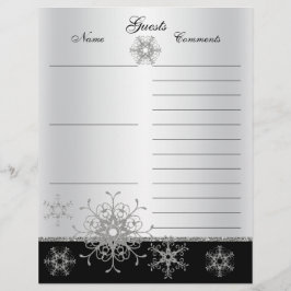 Svarta, Silver Glitter Snöflingor Guest Bok Papper