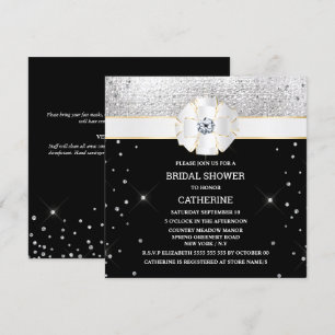 Svarta silver-shimmer guld gnistra glitter  inbjudningar
