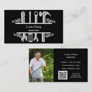 Svarta silver-verktygen reparerar fotot QR-kod Visitkort