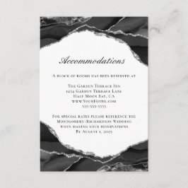 Svarta Silverfolie Agat Bröllopsboende Tilläggskort