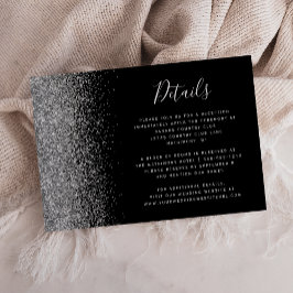 Svarta silverglitterkant bröllopsdetaljer tilläggskort