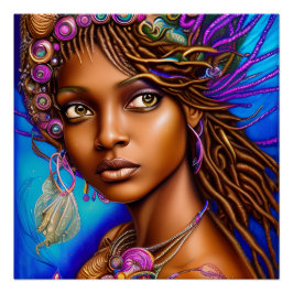 Svarta Sjöjungfruar Melanin Sjöjungfru Ocean Sea F Perfect Poster