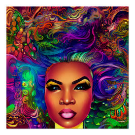 Svarta Sjöjungfruar Melanin Sjöjungfru Ocean Sea F Perfect Poster