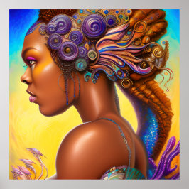 Svarta Sjöjungfruar Melanin Sjöjungfru Ocean Sea F Poster