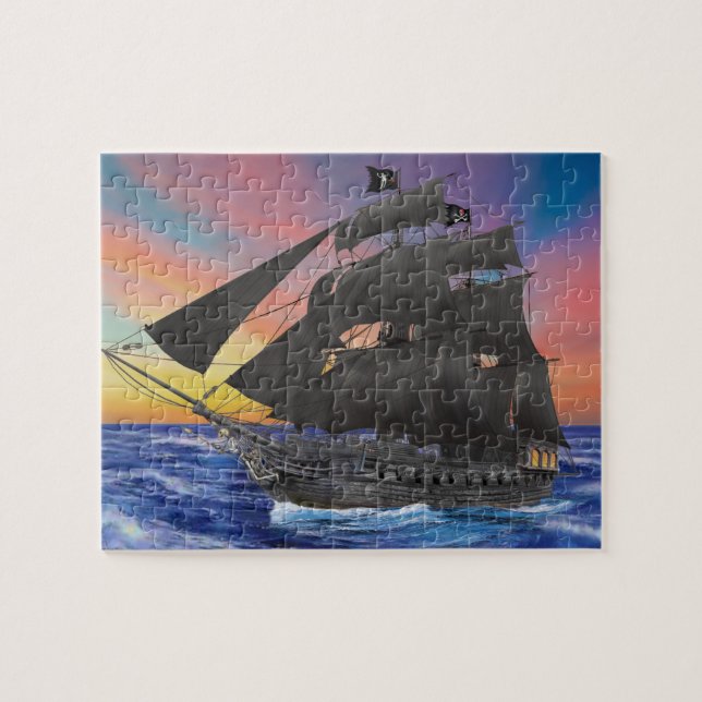 Svarta Skäggs piratskepp Pussel (Horisontell)
