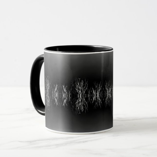 Svarta skogsträdsgrenar Mystisk glans BW Mugg (Framsida vänster)