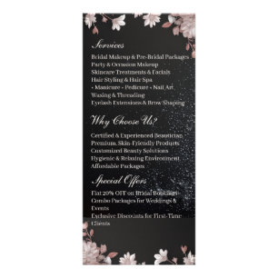 Svarta skönhetssalongtjänster Rosa blommor Reklamkort
