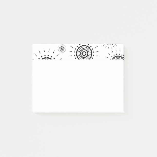 Svarta skurstermönster på vitt post-it block (Framsida)
