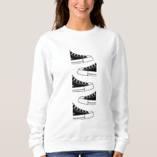 Svarta sneakers för kvinnor med sweatshirt-känsla t shirt