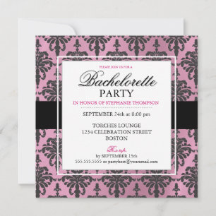 Svarta Snöre Bachelorette Party-inbjudningar Shock Inbjudningar