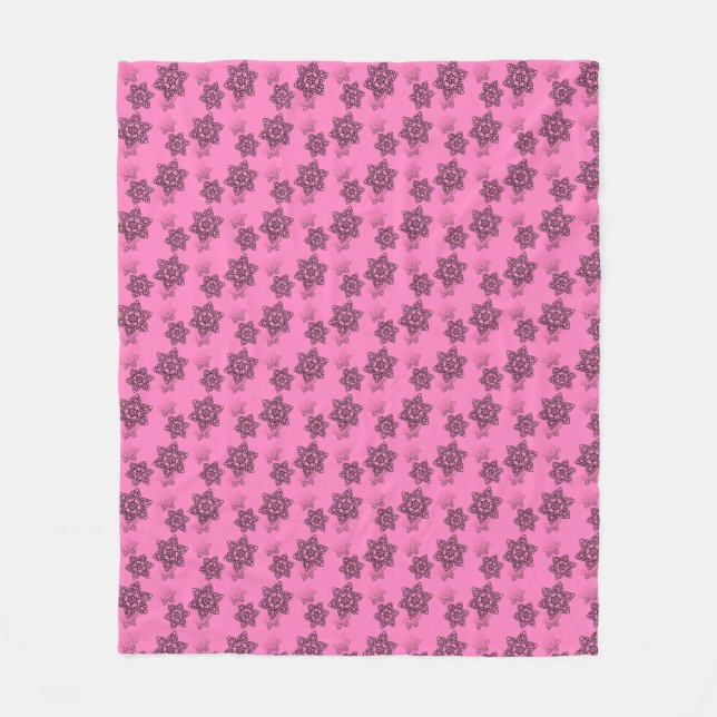 Svarta Snöre mönster på rosa Fleecefilt (Framsidan)