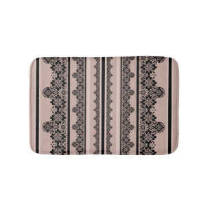 Svarta snöre, öppning, brun bakgrund, beige, Bla Badrumsmatta