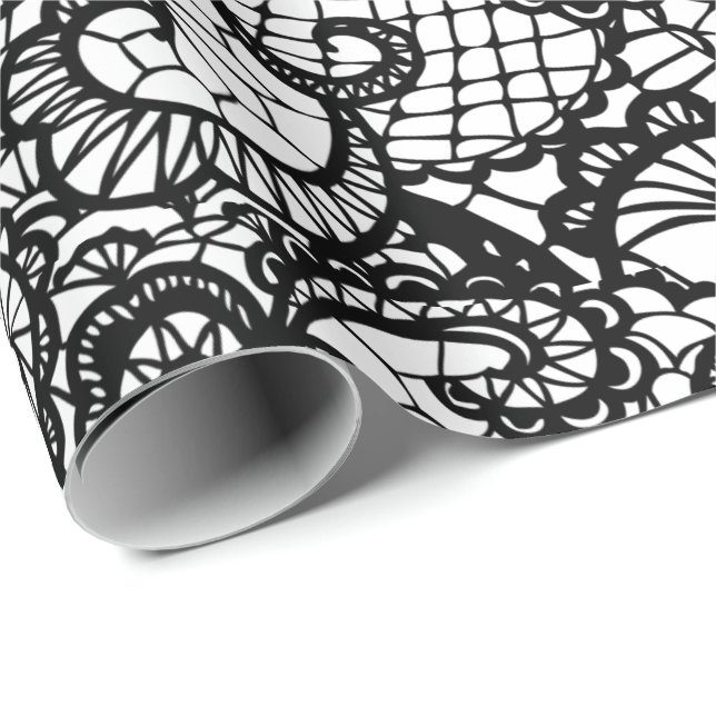 Svarta Snöre på vit Presentpapper (Rullad Hörn)