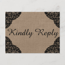 Svarta Snöre vid insamlingen av Rustik Burlap Bröl Inbjudan Vykort