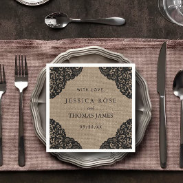 Svarta Snöre vid insamlingen av Rustik Burlap Bröl Pappersservett