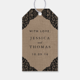 Svarta Snöre vid insamlingen av Rustik Burlap Bröl Presentetikett