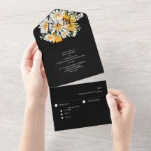 Svarta solrosor Daisy Glitter Sommarbröllop