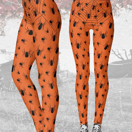 Svarta spindlar spindelväv Halloween-kostym orange Leggings