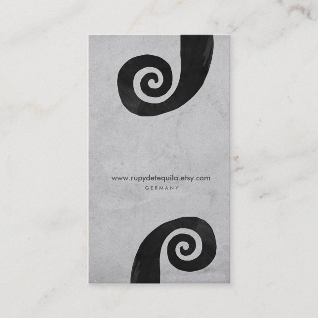 Svarta spiral, handgjort affärskort visitkort (Framsida)
