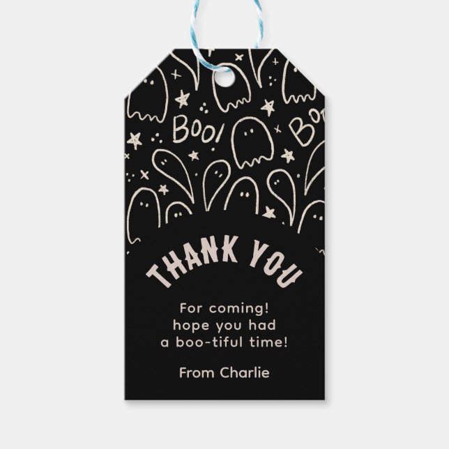 Svarta spöken söta tack presentetikett (Framsidan)