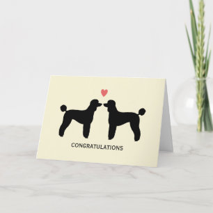 Svarta Standard Poodles Bröllopskongratulationer Kort