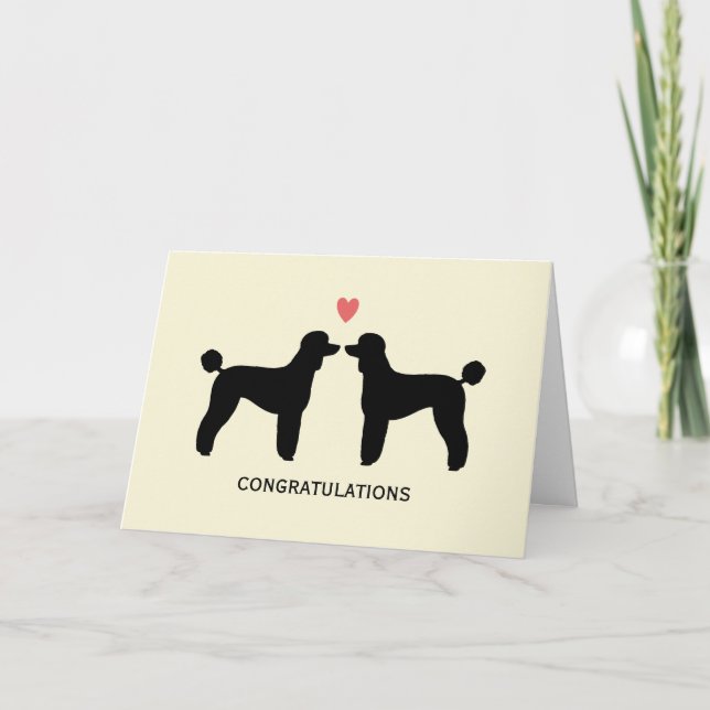 Svarta Standard Poodles Bröllopskongratulationer Kort (Framsida)