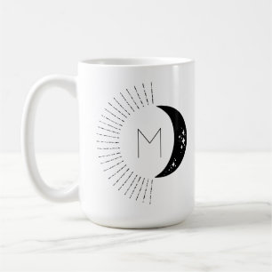 Svarta Stars Monogram vid Sol i Måne Kaffemugg