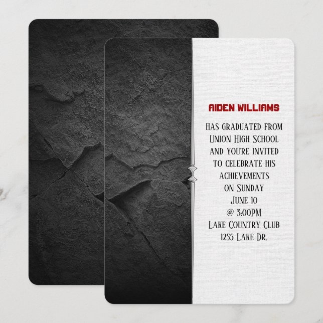 svarta sten gräns studentfest inbjudningar (Fram/baksida)