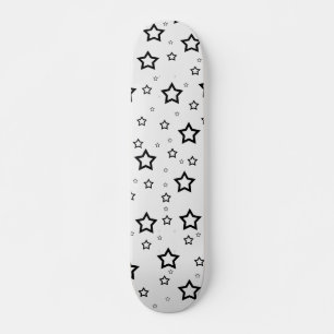 Svarta stjärnor på vit bakgrund: Skuggbord Old School Skateboard Bräda 21,6 Cm