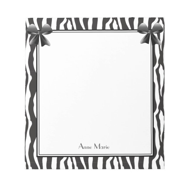 Svarta stränder med svart Zebra ränder Mönster Anteckningsblock (Framsida)