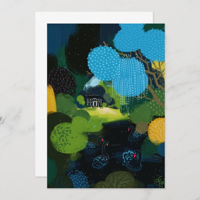 Svarta Svan vid Sjö Inbjudningar (Fram/baksida)